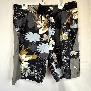 Tommy Bahama RELAX Large Men Swim Trunks black gray blue print